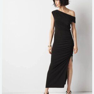 nwt WHITE HOUSE BLACK MARKET shirred one shoulder drape maxi dress 6